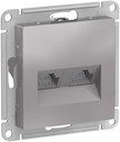 Розетка компьютерная AtlasDesign (2xRJ45, под рамку, с/у, алюминий)