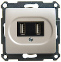 GLOSSA USB РОЗЕТКА, 5В /1400 мА, 2 х 5В /700 мА, механизм, ПЕРЛАМУТР