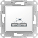 SEDNA USB РОЗЕТКА, 2,1А (2x1,05А), БЕЛЫЙ