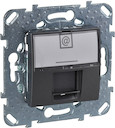 UNICA TOP РОЗЕТКА компьют., RJ45, одиноч., кат. 5е, с полем для надп., ГРАФИТ