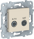UNICA NEW розетка R-TV/SAT, проходная, бежевый