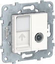 UNICA NEW розетка TV одиночная + комп. RJ45 кат.6 UTP, 2 модуля, белый