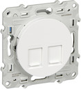ODACE РОЗЕТКА RJ45 двойная, infraplus, неэкранированный кабель, кат. 5е, БЕЛЫЙ