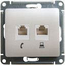 GLOSSA РОЗЕТКА двойная RJ11+RJ45, кат.5E, ПЕРЛАМУТР
