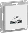 Розетка USB AtlasDesign (2xUSB, под рамку, с/у, белая)