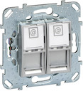 UNICA TOP РОЗЕТКА компьют., RJ45, двойная, кат. 5е, с полем для надп., АЛЮМИНИЙ