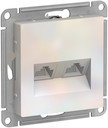 Розетка компьютерная AtlasDesign (2xRJ45, под рамку, с/у, жемчуг)