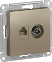 Розетка комбинированная AtlasDesign (RJ45+TV, под рамку, с/у, шампань)