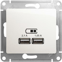 GLOSSA USB РОЗЕТКА A+A, 5В/2,1 А, 2х5В/1,05 А, механизм, ПЕРЛАМУТР