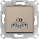 SEDNA USB РОЗЕТКА, 2,1А (2x1,05А), ТИТАН