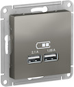 ATLASDESIGN USB РОЗЕТКА A+A, 5В/2,1 А, 2х5В/1,05 А, механизм, СТАЛЬ