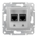 SEDNA РОЗЕТКА КОМПЬЮТЕРНАЯ RJ45, двойная, кат. 5е, неэкр. UTP, АЛЮМИНИЙ