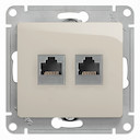 GLOSSA РОЗЕТКА двойная RJ11+RJ45, кат.5E,механизм, МОЛОЧНЫЙ