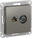 Розетка комбинированная AtlasDesign (RJ45+TV, под рамку, с/у, сталь)
