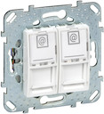 UNICA РОЗЕТКА компьютерная, RJ45, двойная, с полем для надписи, кат. 6, БЕЛЫЙ