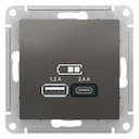 USB РОЗЕТКА A+С, мех, СТАЛЬ