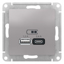 USB РОЗЕТКА A+С, мех, АЛЮМИНИЙ