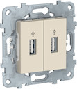 UNICA NEW USB-КОННЕКТОР, 2-местный, бежевый