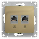 Розетка двойная компьютерная Glossa (2xRJ45, под рамку, с/у, титан)