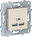 Розетка USB Unica New (USB, под рамку, с/у, бежевая)