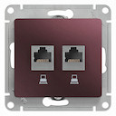 GLOSSA РОЗЕТКА двойная компьютерная RJ45+RJ45, кат.5E, механизм, БАКЛАЖАНОВЫЙ
