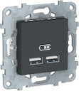Розетка USB Unica New (USB, под рамку, с/у, антрацит)