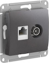 GLOSSA РОЗЕТКА двойная ТВ + компьютерная RJ45, кат. 5Е, механизм, ГРАФИТ