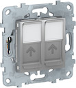 UNICA NEW розетка компьютерная, RJ45, двойная, кат. 6 UTP, алюминий