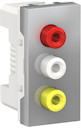 UNICA MODULAR розетка 3 RCA, 2 модуля, алюминий