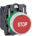 КНОПКА 22ММ КРАСНАЯ С ВОЗВРАТОМ, МОНТАЖ ЗАПОДЛИЦО, 1НО, ПЛАСТИК, МАР-КА "STOP"C1