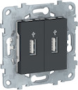 UNICA NEW USB-КОННЕКТОР, 2-местный, антрацит