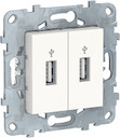 UNICA NEW USB-КОННЕКТОР, 2-местный, белый