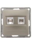 W59 РОЗЕТКА двойная RJ11+RJ45, 160В, 1А, кат.5E, механизм, ШАМПАНЬ