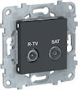 UNICA NEW розетка R-TV/SAT, проходная, антрацит