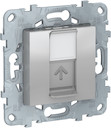 UNICA NEW розетка компьютерная, RJ45, одиночная, кат. 6 UTP, алюминий