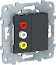 UNICA NEW розетка 3 RCA, антрацит
