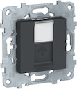 Розетка компьютерная Unica New (RJ45, cat.5e, UTP, под рамку, с/у, антрацит)