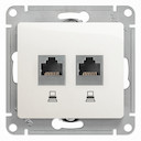 Розетка компьютерная Glossa (2xRJ45, под рамку, с/у, перламутр)