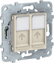 Розетка компьютерная Unica New (2xRJ45, cat.5e, UTP, под рамку, с/у, бежевая)