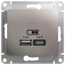 USB РОЗЕТКА A+С, мех, ПЛАТИНА