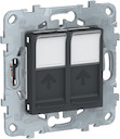 Розетка компьютерная Unica New (2xRJ45, cat.6e, UTP, под рамку, с/у, антрацит)