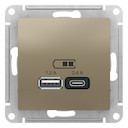 USB РОЗЕТКА A+С, мех, ШАМПАНЬ
