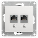 Розетка двойная компьютерная Glossa (2xRJ45, под рамку, с/у, белая)