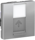UNICA MODULAR розетка компьютерная,RJ45,одиночная, кат.6 UTP,2 модуля,алюминий