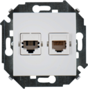 Розетка информационная Simon 15 (RJ45+RJ11, под рамку, с/у, белая)