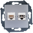 Розетка информационная Simon 15 (RJ45+RJ11, под рамку, с/у, алюминий)
