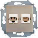 Розетка информационная Simon 15 (RJ45+RJ11, под рамку, с/у, шампань)