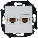 Розетка компьютерная Simon 15 (2хRJ45, под рамку, с/у, белая)