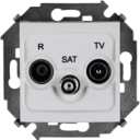 Розетка телевизионная Simon 15 (R+TV+SAT, под рамку, с/у, белая)