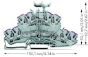 Клемма проходная 2-уров. 8-провод, 2,5мм², с держат. Маркировки